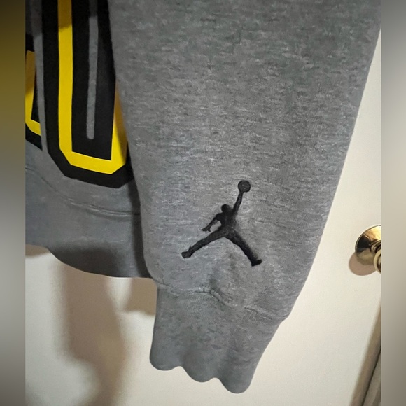 Nike Air Jordan Mens Big & Tall XXL Gray Spellout Long Sleeve Hoodie Sweatshirt - Picture 3 of 7